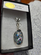 Load image into Gallery viewer, Custom Wire Wrapped Dichroic Glass Necklace/Pendant Sterling Silver