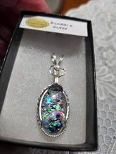 Load image into Gallery viewer, Custom Wire Wrapped Dichroic Glass Necklace/Pendant Sterling Silver