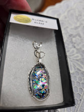 Load image into Gallery viewer, Custom Wire Wrapped Dichroic Glass Necklace/Pendant Sterling Silver