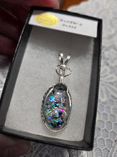 Load image into Gallery viewer, Custom Wire Wrapped Dichroic Glass Necklace/Pendant Sterling Silver