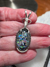 Load image into Gallery viewer, Custom Wire Wrapped Dichroic Glass Necklace/Pendant Sterling Silver