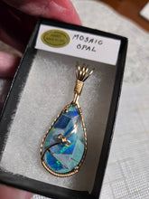 Load image into Gallery viewer, Custom Wire Wrapped Mosaic Australian Opal Necklace/Pendant 14kgf