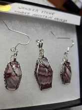 Load image into Gallery viewer, Custom Wire Wrapped Wonderstone Set: Earrings  Necklace/Pendant Sterling Silver