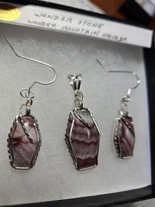 Custom Wire Wrapped Wonderstone Set: Earrings  Necklace/Pendant Sterling Silver