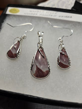 Load image into Gallery viewer, Custom Wire Wrapped Wonderstone Set: Earrings Necklace/Pendant Sterling Silver