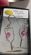 Load image into Gallery viewer, Custom Wire Wrapped Wine Glass Earrings Preciosa Crystal &amp; Sterling Silver