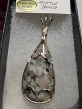 Load image into Gallery viewer, Custom Cut Polished &amp; Wire Wrapped Myrtle Beach Rock Necklace/Pendant Sterling Silver