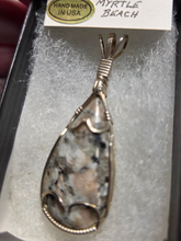 Load image into Gallery viewer, Custom Cut Polished &amp; Wire Wrapped Myrtle Beach Rock Necklace/Pendant Sterling Silver