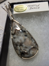 Load image into Gallery viewer, Custom Cut Polished &amp; Wire Wrapped Myrtle Beach Rock Necklace/Pendant Sterling Silver