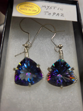 Load image into Gallery viewer, Custom Wire Wrapped Faceted Mystic Topaz Earrings Sterling Silver