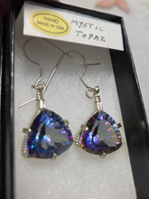 Load image into Gallery viewer, Custom Wire Wrapped Faceted Mystic Topaz Earrings Sterling Silver