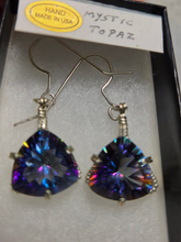 Load image into Gallery viewer, Custom Wire Wrapped Faceted Mystic Topaz Earrings Sterling Silver