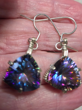 Load image into Gallery viewer, Custom Wire Wrapped Faceted Mystic Topaz Earrings Sterling Silver