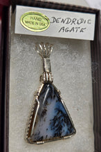 Load image into Gallery viewer, Custom Cut Polished &amp; Wire Wrapped Dendritic Agate Necklace/Pendant Sterling Silver