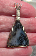 Load image into Gallery viewer, Custom Cut Polished &amp; Wire Wrapped Dendritic Agate Necklace/Pendant Sterling Silver