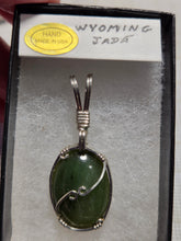 Load image into Gallery viewer, Custom Cut Polished &amp; Wire Wrapped Wyoming Jade Necklace/Pendant Sterling Silver
