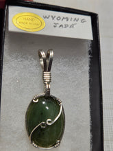 Load image into Gallery viewer, Custom Cut Polished &amp; Wire Wrapped Wyoming Jade Necklace/Pendant Sterling Silver