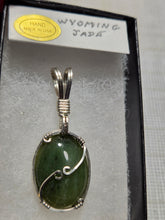 Load image into Gallery viewer, Custom Cut Polished &amp; Wire Wrapped Wyoming Jade Necklace/Pendant Sterling Silver