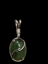 Load image into Gallery viewer, Custom Cut Polished &amp; Wire Wrapped Wyoming Jade Necklace/Pendant Sterling Silver