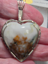 Load image into Gallery viewer, Custom Cut Polished &amp; Wire Wrapped Mariposite Heart Necklace/Pendant Sterling Silver