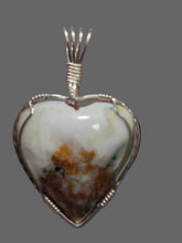 Load image into Gallery viewer, Custom Cut Polished &amp; Wire Wrapped Mariposite Heart Necklace/Pendant Sterling Silver