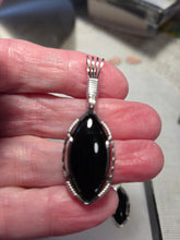 Load image into Gallery viewer, Custom Wire Wrapped Black Onyx Set: Necklace/Pendant Earrings Sterling Silver