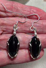 Load image into Gallery viewer, Custom Wire Wrapped Black Onyx Set: Necklace/Pendant Earrings Sterling Silver