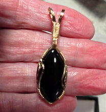 Load image into Gallery viewer, Custom Wire Wrapped Black Onyx Set: Necklace/Pendant Earrings 14 Kgf