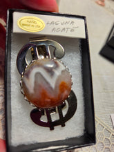 Load image into Gallery viewer, Custom Laguna Agate Money Clip Silver Tone Made in USA