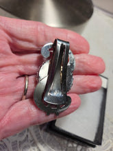 Load image into Gallery viewer, Custom Laguna Agate Money Clip Silver Tone Made in USA