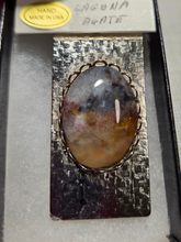 Load image into Gallery viewer, Custom Laguna Agate Money Clip Silver Tone Made in USA