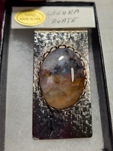 Load image into Gallery viewer, Custom Laguna Agate Money Clip Silver Tone Made in USA