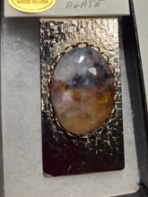 Load image into Gallery viewer, Custom Laguna Agate Money Clip Silver Tone Made in USA
