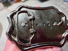 Load image into Gallery viewer, Custom Belt Buckle  Silver/black Tone Blue Paua Shell