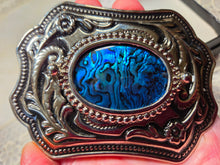 Load image into Gallery viewer, Custom Belt Buckle  Silver/black Tone Blue Paua Shell