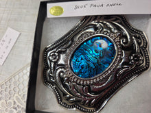 Load image into Gallery viewer, Custom Belt Buckle  Silver/black Tone Blue Paua Shell