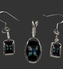 Load image into Gallery viewer, Custom Wire Wrapped Inlaid Australian Opal Set: Earrings, Necklace/Earrings Sterling Silver