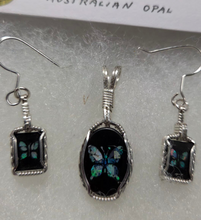Load image into Gallery viewer, Custom Wire Wrapped Inlaid Australian Opal Set: Earrings, Necklace/Earrings Sterling Silver