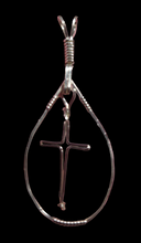 Load image into Gallery viewer, Custom Wire Wrapped Pure Sterling Silver Oval Shape with Cross Necklace/Pendant