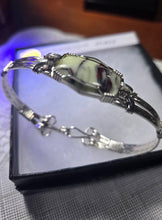 Load image into Gallery viewer, Custom Wire Wrapped Urainum Glass Bracelet Sterling Silver Size 7 1/4