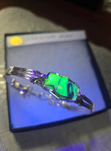 Load image into Gallery viewer, Custom Wire Wrapped Urainum Glass Bracelet Sterling Silver Size 7 1/4
