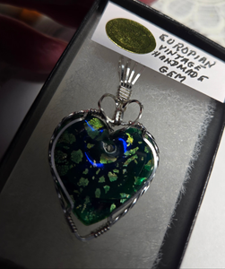 Custom Wire Wrapped European Vintage Heart Stone Necklace/Pendant Sterling Silver