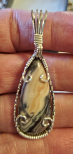 Custom Wire Wrapped Rare Porcelain Jasper Necklace/Pendant Sterling Silver