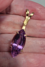 Load image into Gallery viewer, Custom Wire Wrapped Faceted Amethyst 14kgf Necklace/Pendant