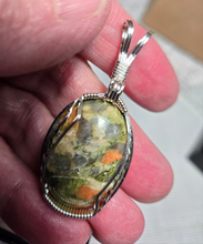 Load image into Gallery viewer, Custom Wire Unakite Rockbridge County VA Necklace/Pendant Sterling Silver