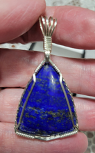 Load image into Gallery viewer, Custom Cut &amp; Polished Wire Wrapped Lapis Lazuli Necklace/Pendant Sterling Silver