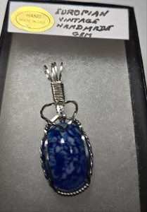 Custom Wire Wrapped European Vintage Stone Necklace/Pendant Sterling Silver