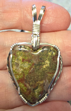 Load image into Gallery viewer, Custom Wire Wrapped Metabasalt Heart Necklace/Pendant Sterling Silver