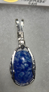 Custom Wire Wrapped European Vintage Stone Necklace/Pendant Sterling Silver