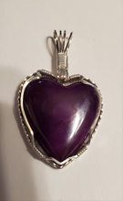 Load image into Gallery viewer, Custom Wire Wrapped Purple Alunite Heart Necklace/Pendant Sterling Silver